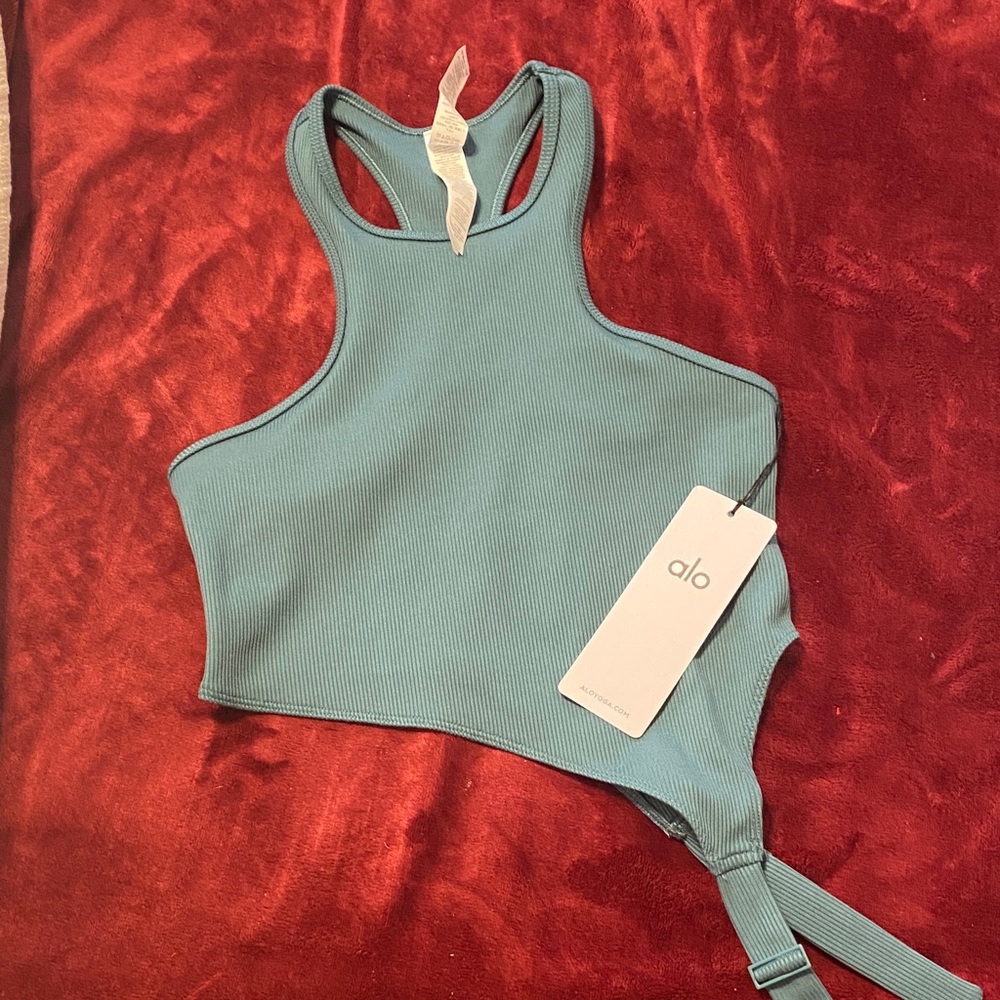 ALO Yoga Teal Ribbed Bodysuit